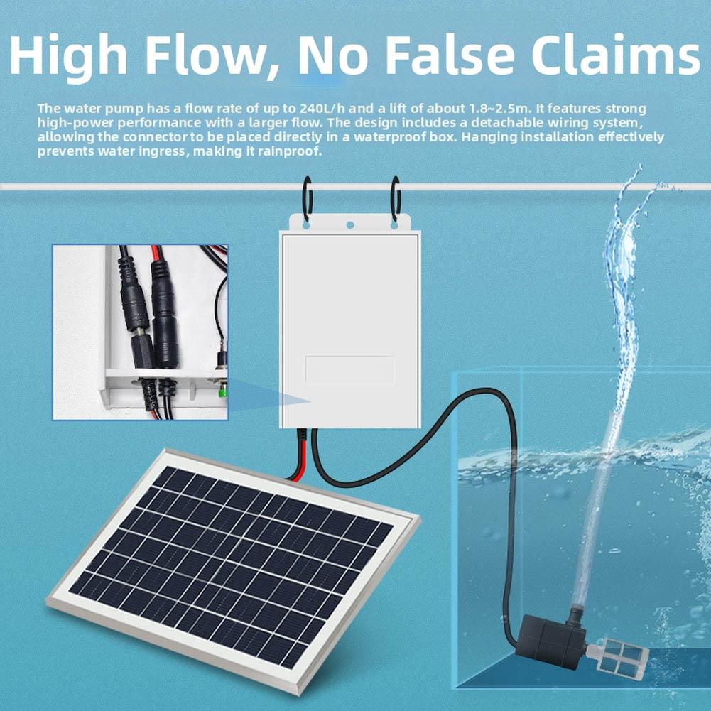 2026 High Efficiency 9V 6W 10W 5-Speed Solar Fountain Water Pump With Battery Storage For Outdoor Fish Pond Garden Rockery