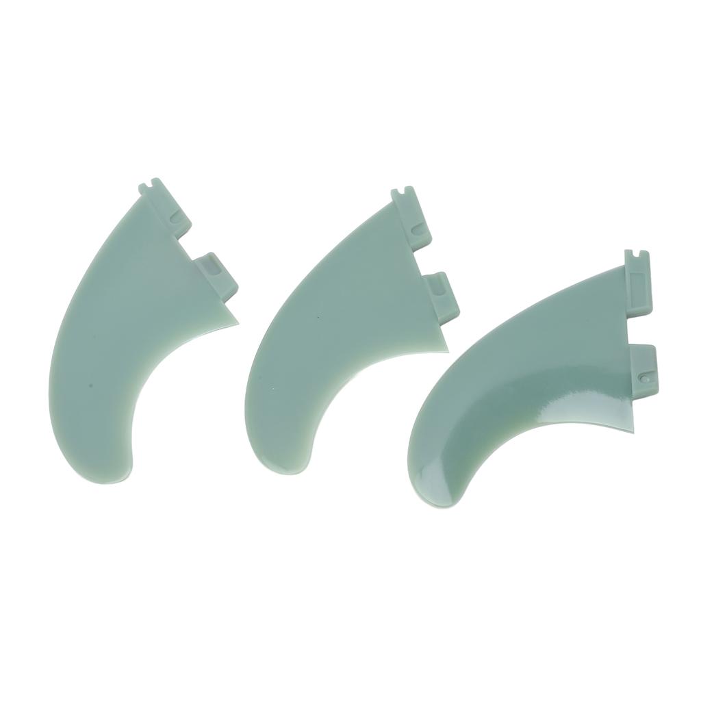 3pcs Surfboard Tail Fin Fiberglass Paddle Board Fin Replacement Green Surf Accessories