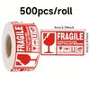 500pcs Fragile Shipping Labels Paper Material, Handle with Care Mailing Stickers for Safe Transportation