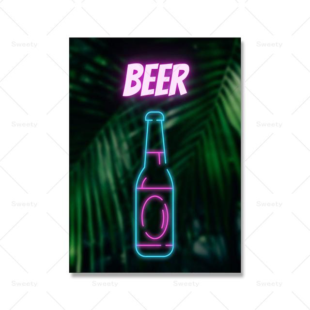 Пиво, Коктейль, Пицца, Вечеринка с Мороженым, Неоновые Принты, Тенденции В Настенном Искусстве, Плакаты, Украшение Общежития Колледжа