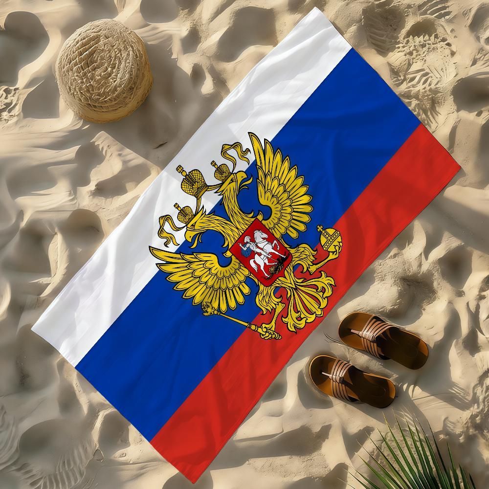 Флаг России Полотенце Мягкое Легкое Анти-Песок Большое Пляжное Полотенце Быстросохнущее Ванна Спорт Семья