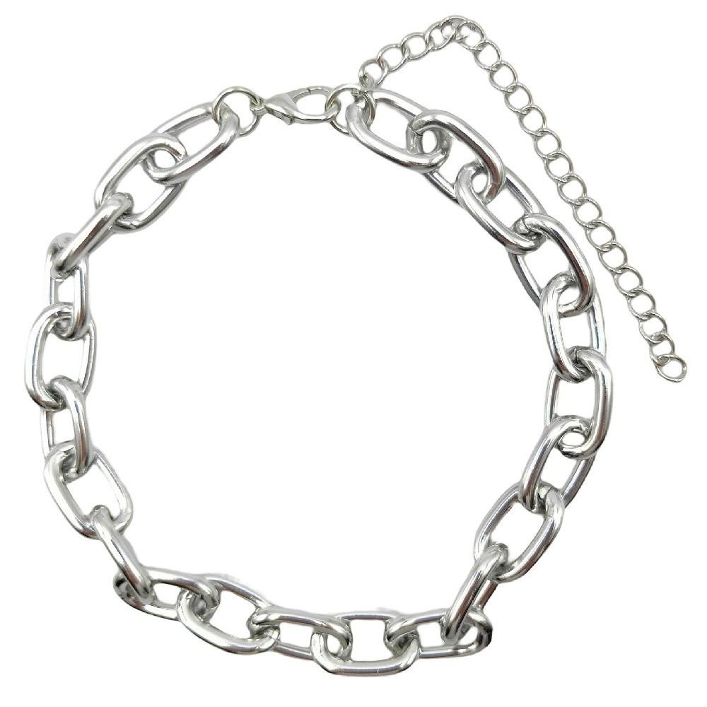 Stainless Steel Punk Choker Necklace Gothic Style Cable Chain Necklace Cosplay Accessories