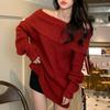 Autumn and Winter New Lazy Style High-end Knitted Pullover Elegant Temperament One-word Shoulder Long-sleeved Clothes