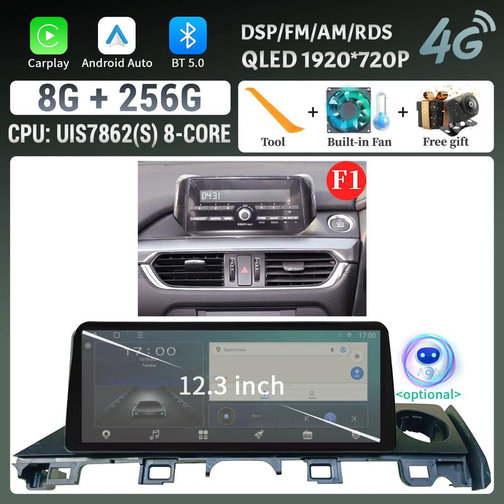 12,3" для Mazda 6 Atenza 3 2015-2018 с правым рулем автомобильное радио мультимедиа беспроводной Carplay мультимедиа 4G GPS стерео сенсорный экран