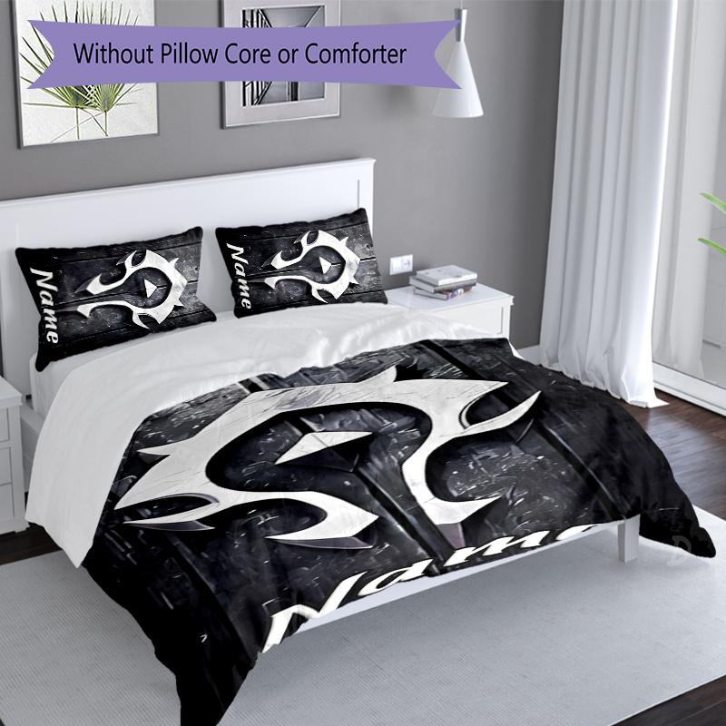 3pcs Custom Name World of Warcraft Bedding Set,Includes 1 Duvet Cover and 2 Pillowcases,All-season Bedroom Decor