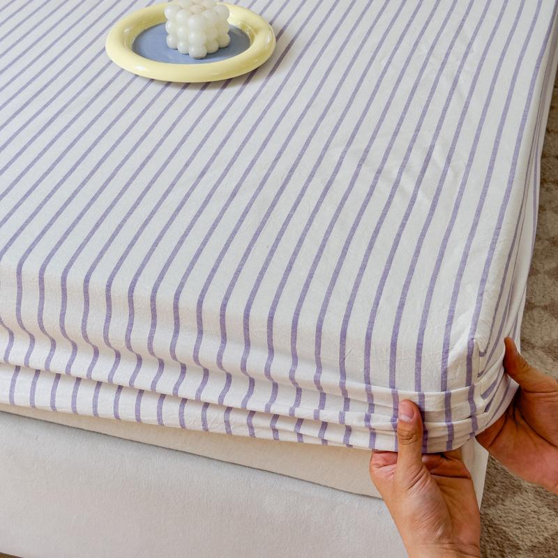 Stripe Style Fitted Sheet Pure Cotton Bed Cover Skin-friendly Bedsheet Girls Boys Room Mattress Protector sabanas(No Pillowcase)