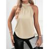 Summer Polyester Vest Women's Solid Color Off Shoulder Hanging Neck Sleeveless Top