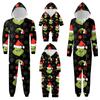 Fashion Printed Family Matching Hooded Long Sleeved Zippered Hooded Jumpsuit Set