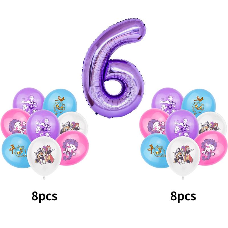 K-pop Охотник на демонов Вечеринка Воздушные шары K-pop Huntrix Вечеринка Воздушный шар Фон K-pop Охотник Воин Принадлежности для вечеринки по случаю дня рождения