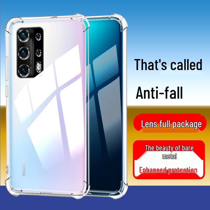 Прозрачный чехол для телефона Huawei P60/50/40/30/20/Pro/10/9/Plus с подушкой безопасности и защитой от падения