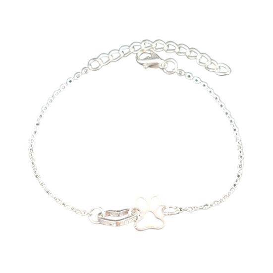 Women Bracelet, Thin Chain Design Adjustable Bracelet, Hollow Heart Dog Paw Print Healing Charm Bracelet, Multi-Purpose Wrist Anklet Accessory