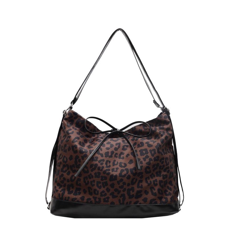 College Style Large-capacity Bag Women's 2025 New Autumn Popular Leopard Print Double Shoulder Back Bag Single Shoulder Messenger Bag