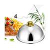 (Silver) Stainless Steel Cloche Food Cover Dome Serving Plate Dish Dining Dinner For Home Kitchen Restaurant Cafe-Yvan less