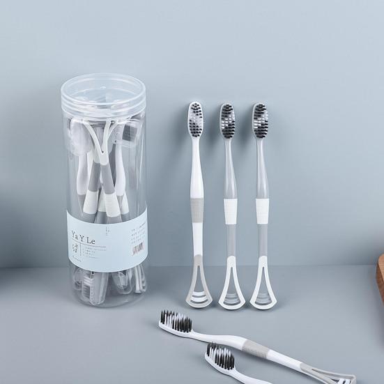 Скребки для языка Прочный портативный компактный набор зубных щеток двойного назначения с аксессуарами для дома