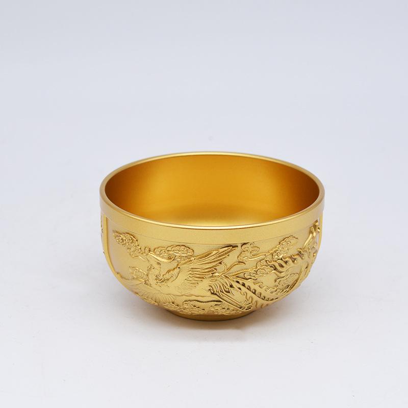 Hongda Brass Dragon & Phoenix Auspicious Copper Coin Bowl - Creative Home Ornament Gift