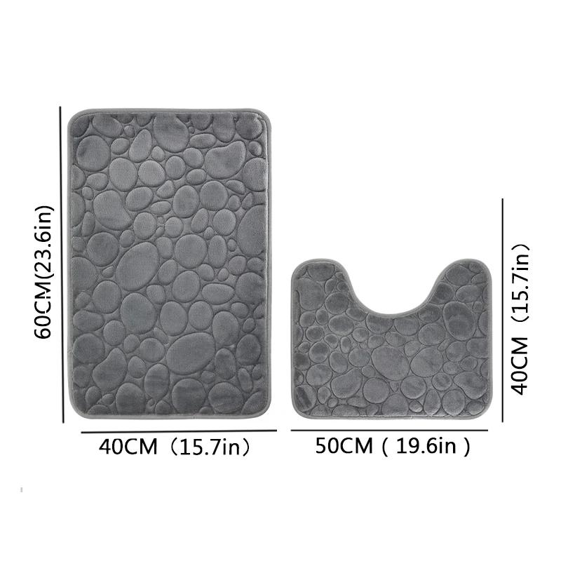 Вышитый бархатный коврик цвета коралловой гальки, ковер для ванной комнаты, впитывающий коврик для ног в форме буквы U для ванной комнаты, дверной коврик, комплект из двух предметов