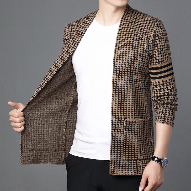 Young and Middle-aged Men's Spring New Sweater Cardigan Coat Korean Version of Casual Top Tide