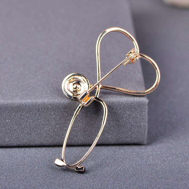 Blucome Copper Love Heart Stethoscope Brooches For Women Men Doctor Nurse Medical Brooch Collar Clip Badge Pins Christmas Gift