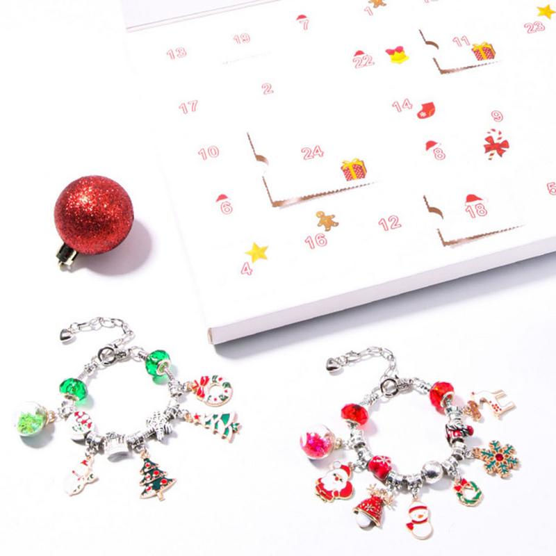 2024 Christmas 24 Day Christmas Countdown Christmas Advent Calendar Children's Bracelet Charm Set Gift Decoration