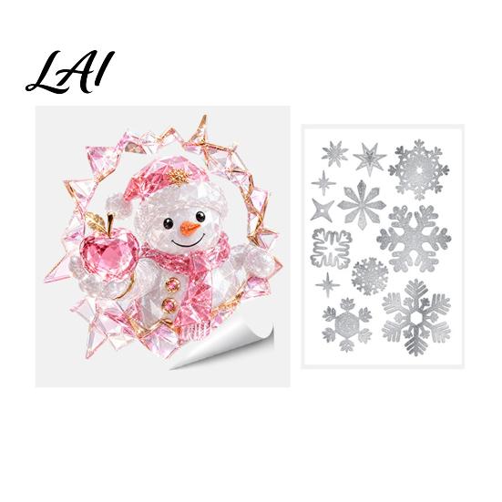 Merry Christmas Room Ornaments 2Pcs Stained Glass Style Window Clings Double‑Sided Printed Xmas Static Durable Holiday Art Decals Snowman