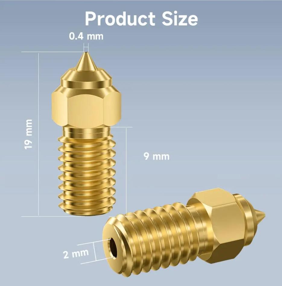 5PCS Creality Ender-3 V3 SE Brass Nozzle 0.2/0.6/0.8/1.0MM M6 Extruder Nozzle for Ender-5 S1/Ender7/Ender-3 V3 SE 3D Printer