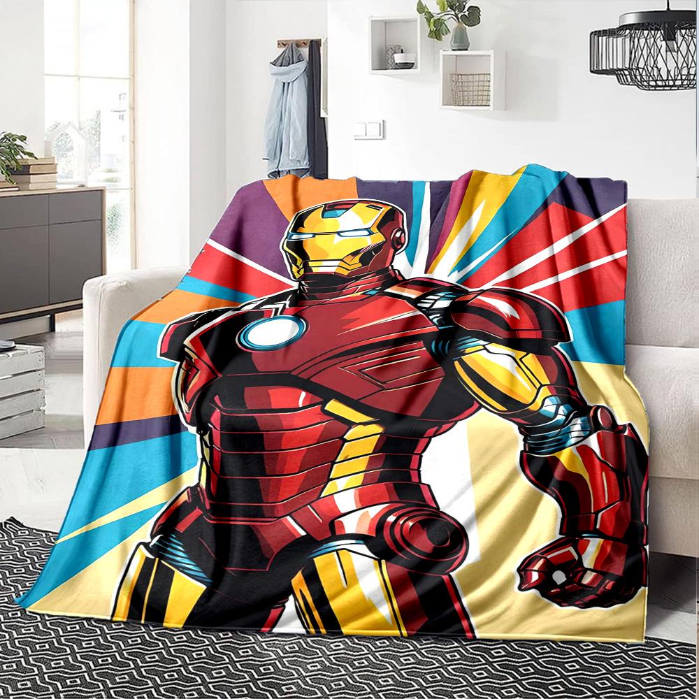 Iron Man Heroic Armor Flannel Blanket Super Soft Warm Cozy Blanket For Sofa Bed Office Travel Allseason Home Decor Gift