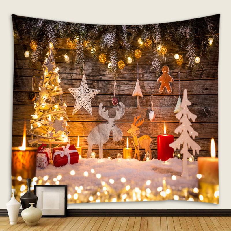Christmas Tree Fireplace Printed Pattern Tapestry Home Living Room Bedroom Room Wall Decoration Background Cloth Tapestry