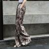 Lancer 2026 Summer Cupro Rayon Bohemian Leaf Print Casual Pants