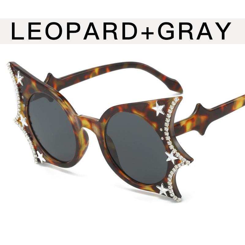 Хип-хоп Стильные женские солнцезащитные очки Форма летучей мыши Украшение стразами Солнцезащитные очки Женские Сценические Крутые солнцезащитные очки