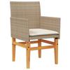 Garden Chairs with Cushions 2 pcs Beige Poly Rattan Solid Wood