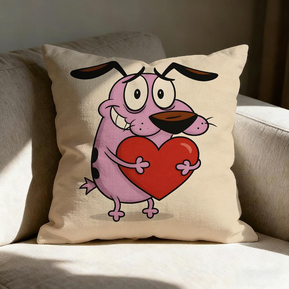 Ccourage The Cowardly Dog Pillow Case Linen Pillow Covers Cover For Couch Living Room Bench Patio Floor Linen Home Decor
