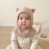 Solid Color Kids Scarf Hat Hood Winter Ear Protection Cap Cute Children Windproof Cap  Outdoor