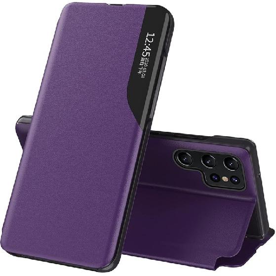 Чехол для Galaxy S23 Ultra, Модный тонкий бизнес-чехол-книжка с магнитной застежкой Smart View, Противоударная защитная накладка для Samsung Galaxy S23