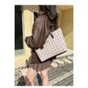 Сумка-тоут с клетчатым принтом, большая вместимость, сумка на плечо, женская корейская сумка для покупок