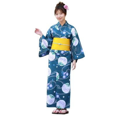 Комплект юката «Точки и сливы на синем», комплект из 3 предметов «Tokimeki Koi Yukata» Юката Оби Гэта [Блестящая вещь] Женский «Полька зеленый»