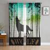 Тюлевые шторы с волком и лесными животными для гостиной, вуаль, прозрачная оконная занавеска для спальни, шифоновые шторы для кухни