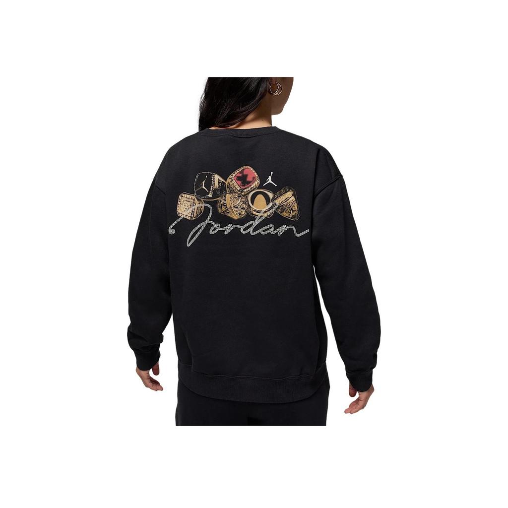 Jordan Brooklyn Fleece Fleece Knit Crewneck Sports Long Sleeve Sweatshirt Women Sweatshirt Black Sail HJ0206-010