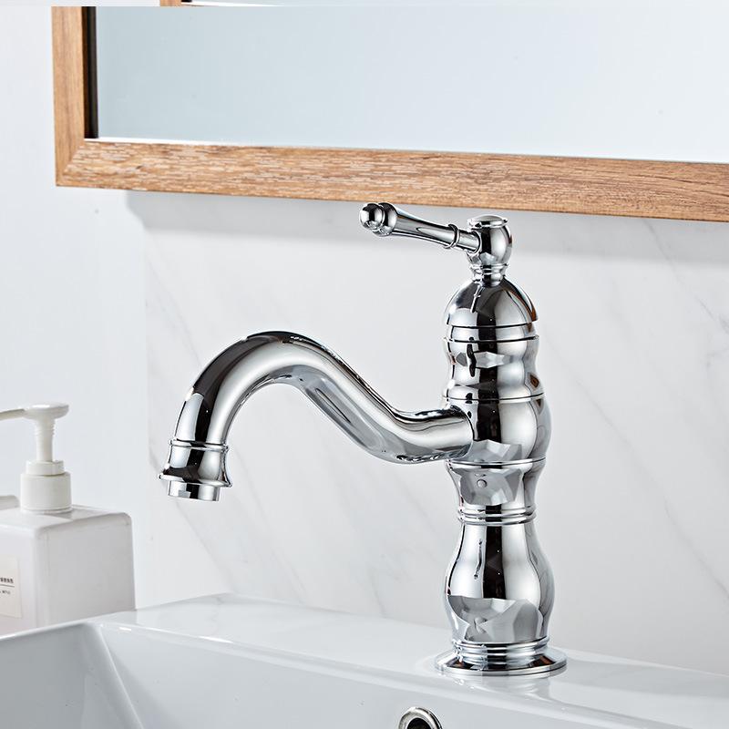 Antique Brass Basin Vessel Sink Faucet Deck Mounted Single Hole Cold Hot Water Mixer Tap Bathroom Basin Faucet Mixers Taps Black