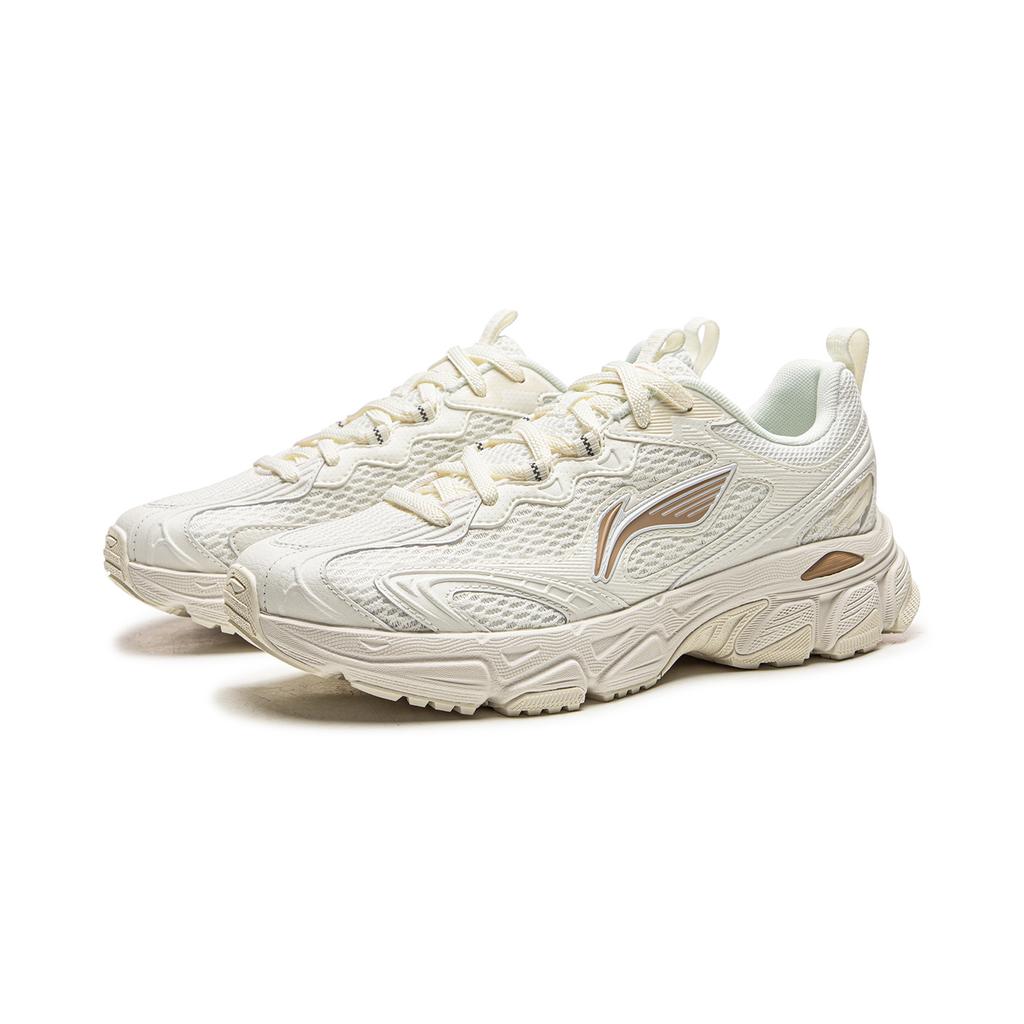 Li Ning Carefree V3 Амортизирующие износостойкие дышащие низкие беговые кроссовки женские цвет слоновой кости ARXW024-1