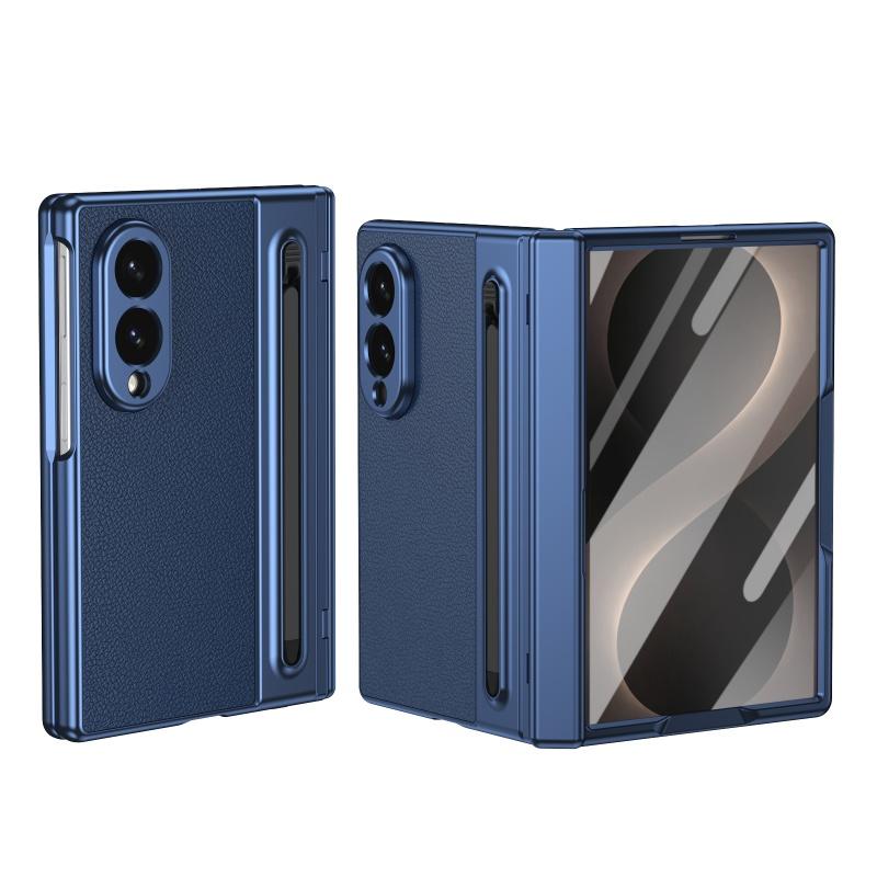 Для Samsung Galaxy Z Fold 8 Ultra 7 6 5 4 3 360° Складная крышка Кожаный паз для стилуса Закаленное стекло Ударопрочный чехол для телефона