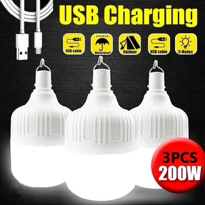 3 шт. Портативные аварийные фонари с крючком Светодиодные лампы Наружное освещение для кемпинга Перезаряжаемый от USB фонарь для патио, крыльца, сада