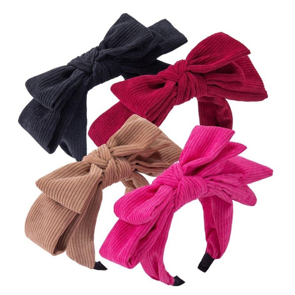 Wide Bowtie Hair Hoop Corduroy Wash Face Hairband Fashion Bowtie Headband Makeup