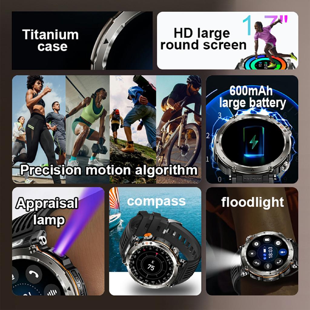 HT30 Силиконовый ремешок 1,7-дюймовые умные часы Мониторинг здоровья Компас Спортивные часы