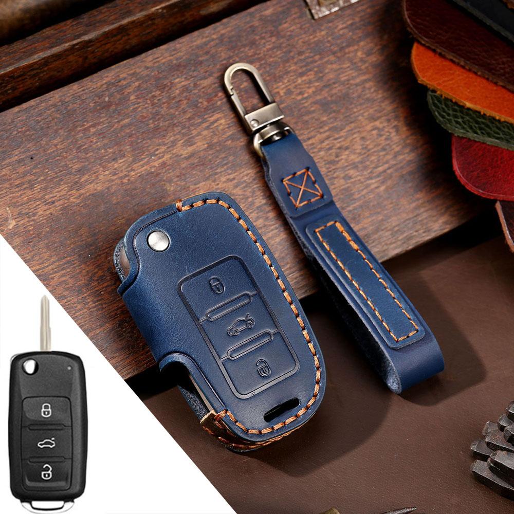 Роскошный кожаный чехол для автомобильных ключей HALLMO ручной работы для складных ключей Volkswagen