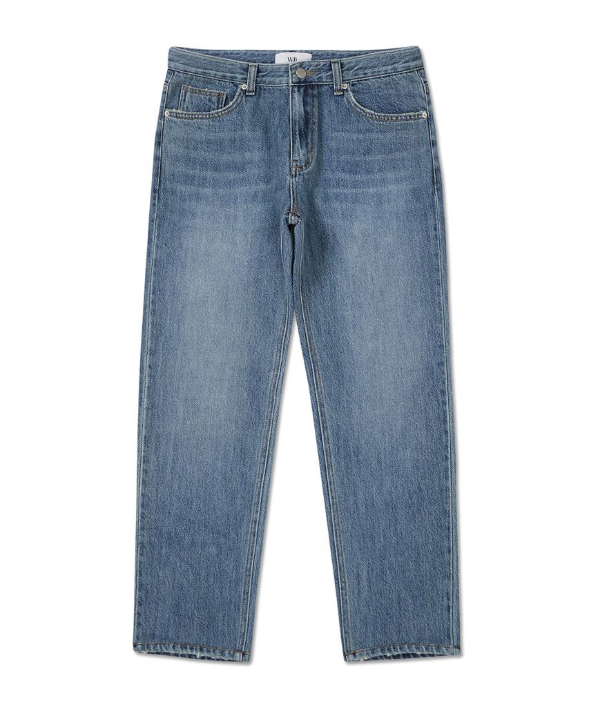 WEST GRAND BOULEVARD Venice Slim Crop Washed Denim Pants Blue