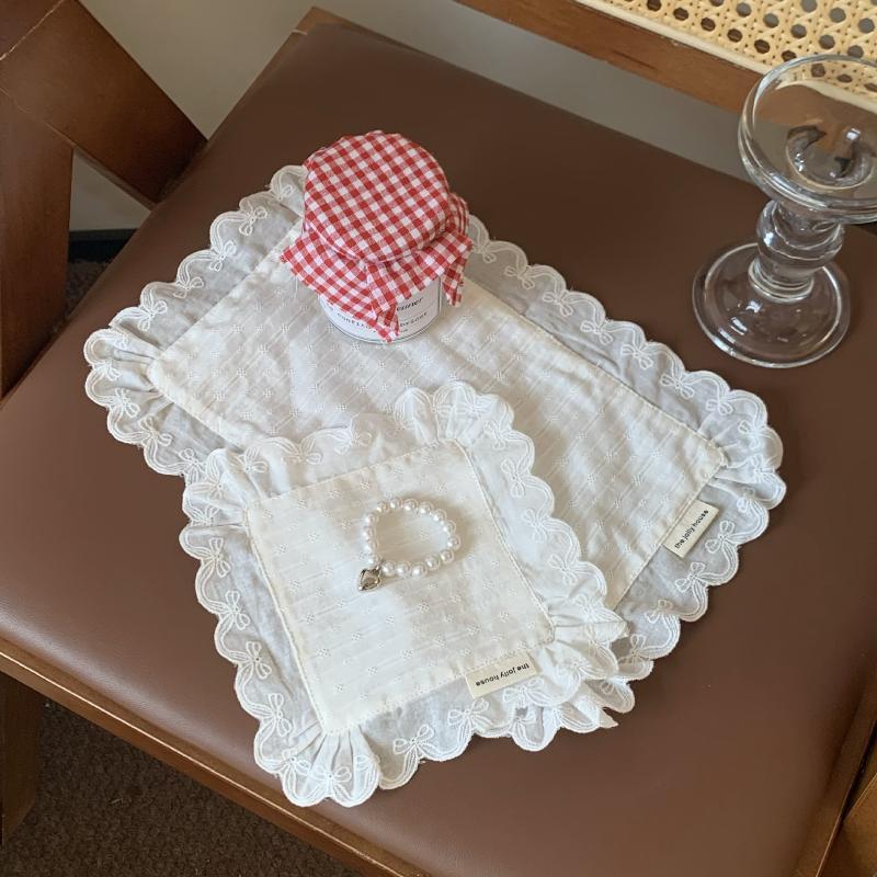 Мягкие кружевные салфетки-подставки в корейском стиле с оборками, нескользящие, пылезащитные подкладки на стол для гостиной, декор журнального столика