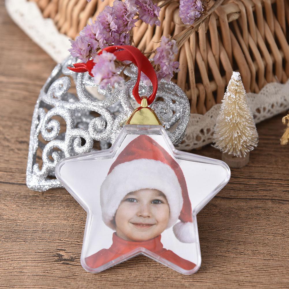 Christmas Tree Hanging Ball Decoration Star Shape Round Photo Ball DIY Valentine's Day Xmas Party Store Home Window Ornament