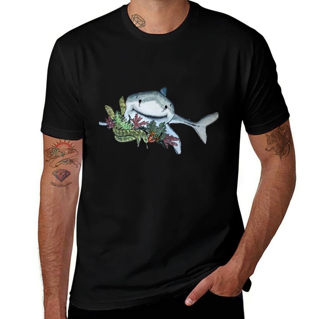 Happy Shark With Seaweed TShirt Thanksgiving Casual Tee