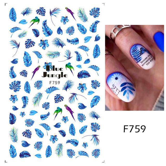 Красочные абстрактные волнистые линии 3D наклейки для дизайна ногтей цветок цветочный лист наклейки для ногтей украшения для ногтей