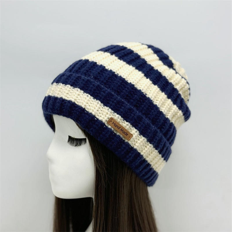 Модная женская и мужская полосатая шапка-бини для улицы, для холодной погоды, зима, теплая шапка-чепец